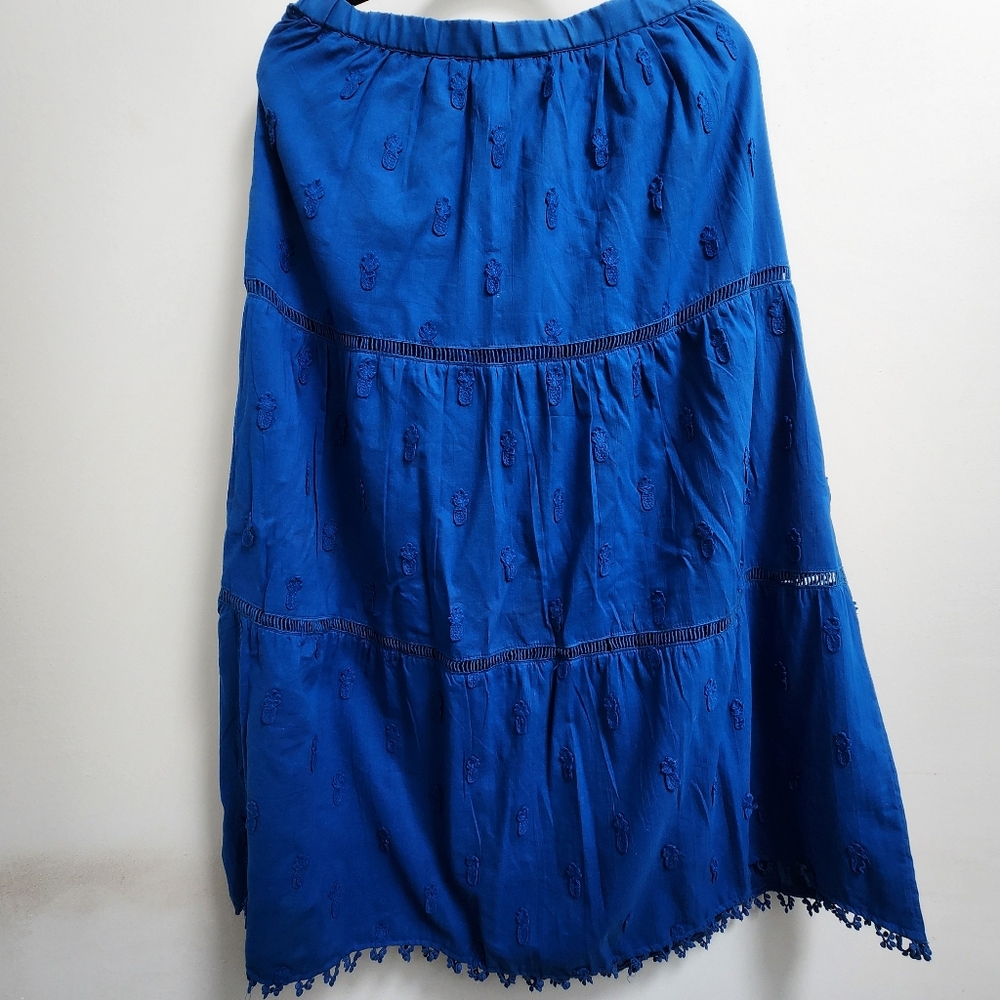 FarmRio midi skirt, Blue, Large